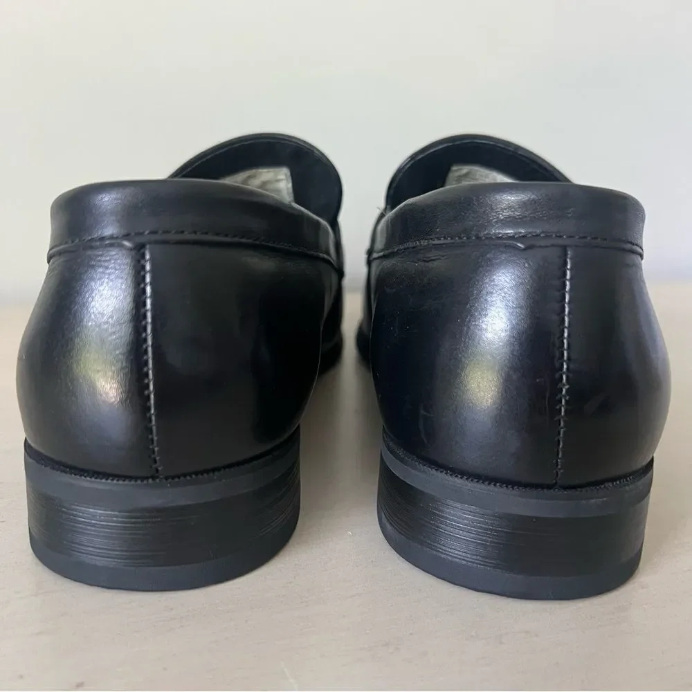 NWOT Austin Reed Men's 43 US 9.5/10 Black Leather Tasseled Penny Loafer